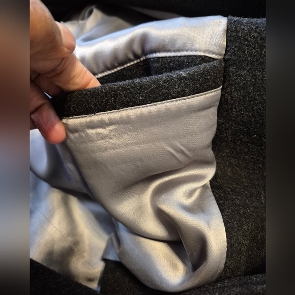 J.Crew Top Coat Wool/Cashmere Button Down Fully Lined Charcoal Peacoat(2)Petite - Picture 10 of 11